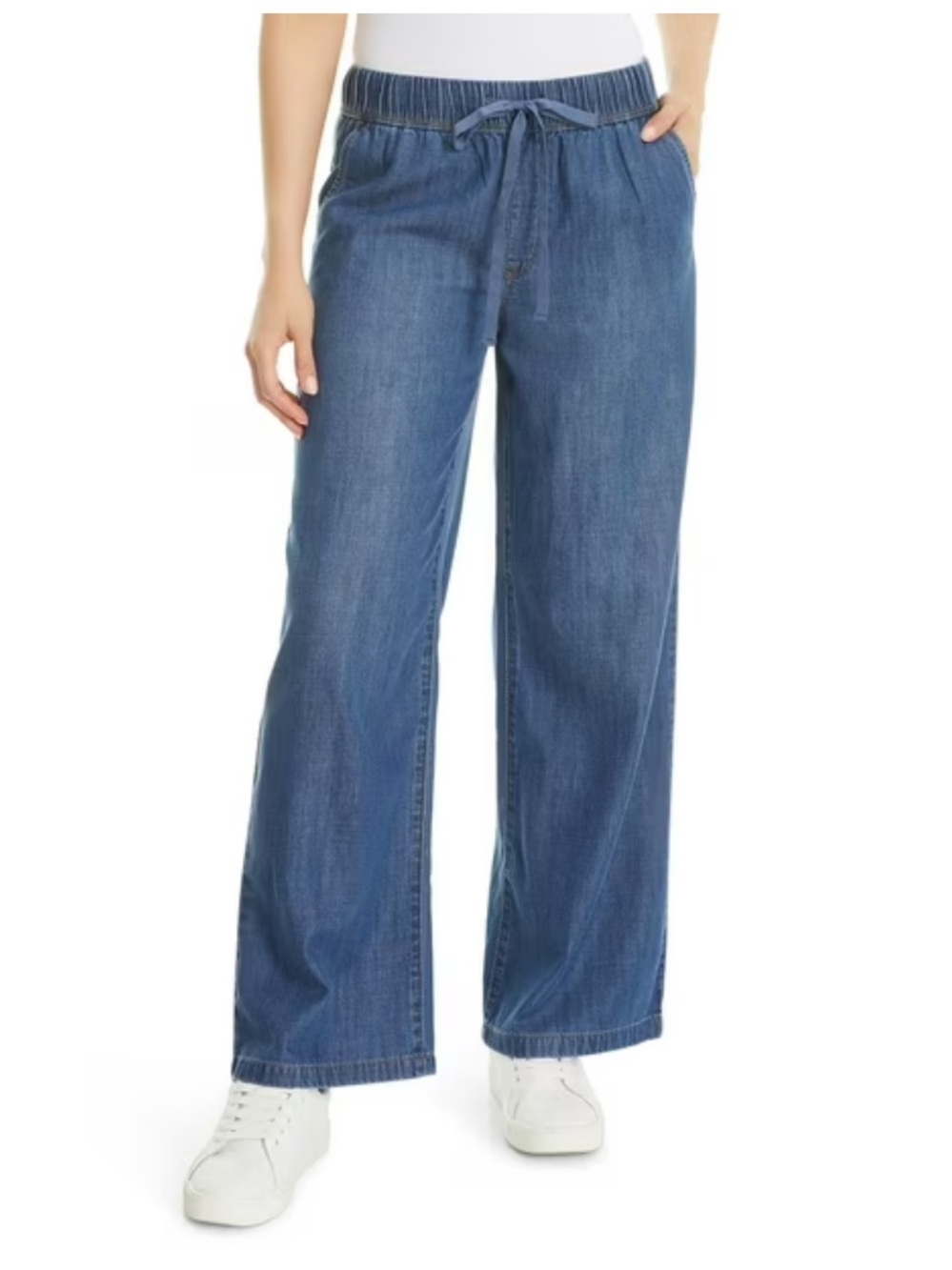Nine West Women's Lightweight Wide Leg Drawstring Pull On Jeans